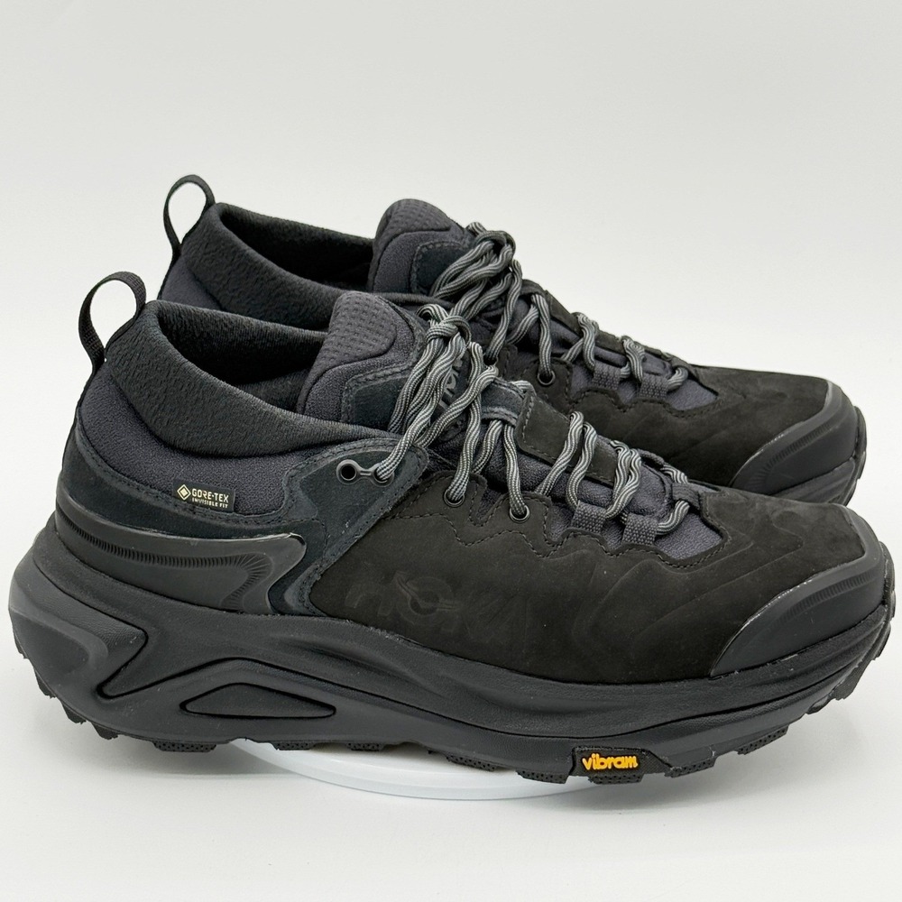 Hoka KAHA 3 Low GTX Mens 8.5 Triple Black Gore-Tex Trail Shoes 1162532 - NEW